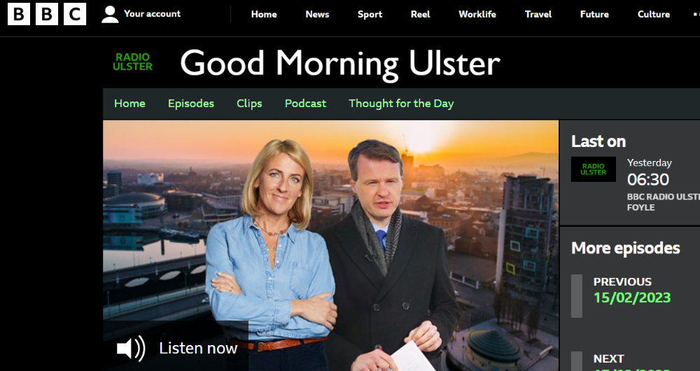 Screen shot of Good Morning Ulster presenters