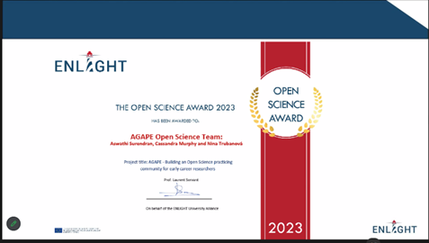 Open Science Award Certificate