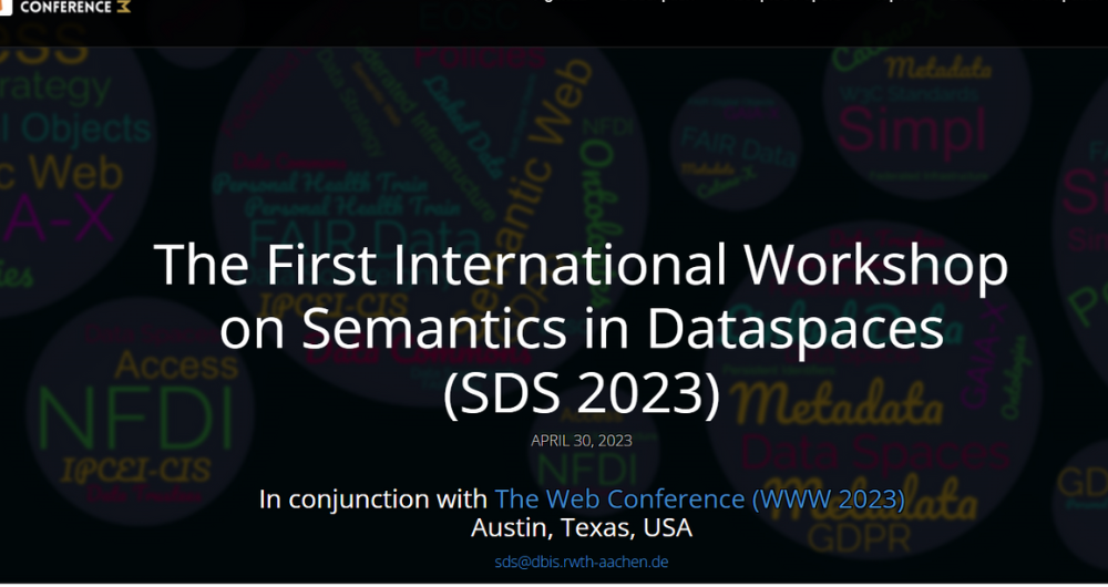 First International Workshop on Semantics in data Spaces - screenshot of homepage, white text on black background